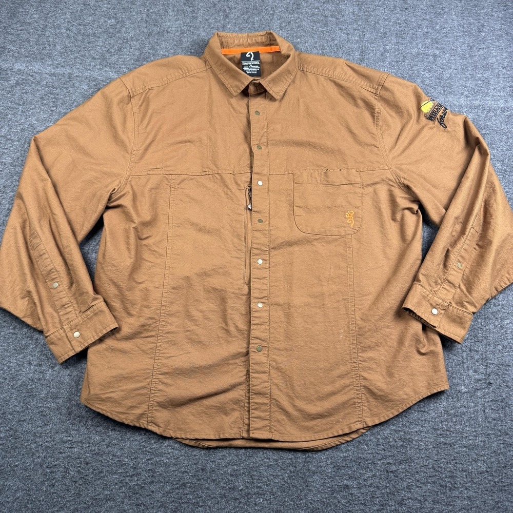 Browning Shirt Mens XL Brown Canvas Pheasants Forever Hunting Hunt Bird Workwear